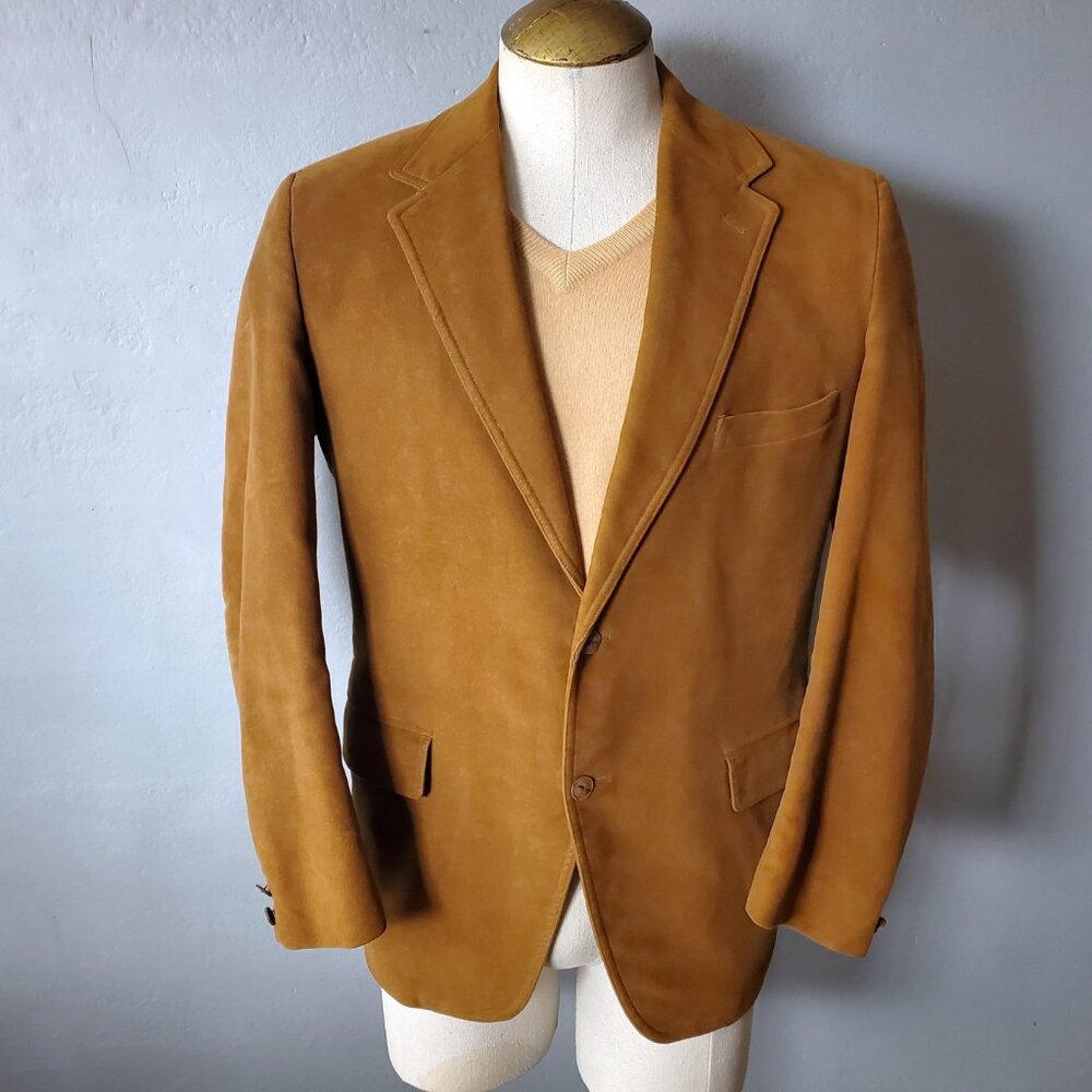 Vintage Faux Suede Blazer/ Vegan Sport Jacket/ Ivy Style Sport Jacket